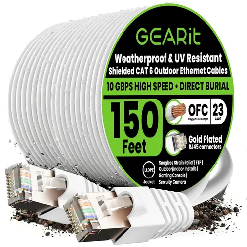 Vista 20 de GEARit - Cable Ethernet Cat6 para exteriores (3 m) 23AWG de cobre puro, FTP, LLDPE, impermeable, entierro directo, en tierra, resistente a UV, POE