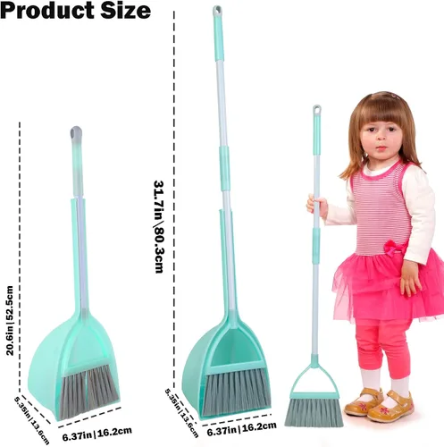 Vista 4 de Mini Escoba con Palita - Pequeño Juego de Limpieza para el Hogar, Ideal para Cocina, Baño, Nido de Mascotas, Barco (Set de 3, Azul+Naranja+Amarillo)