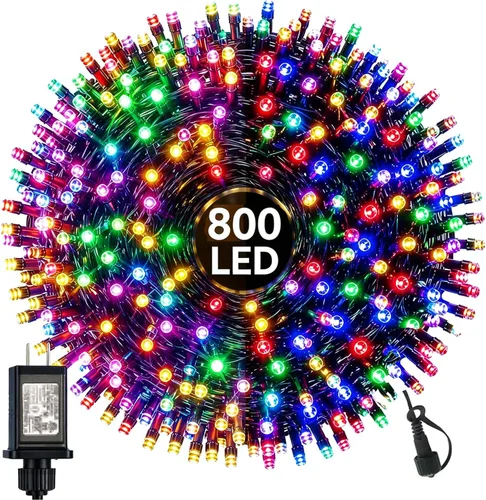 Vista 16 de Haili - Guirnalda de 105 pies de longitud y 300 luces LED para árbol de Navidad al aire libre, impermeables, con certificación UL, 8 modos de Varios