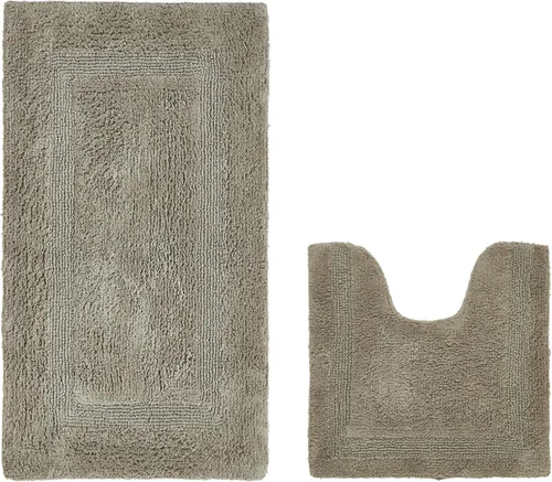Vista 131 de Better Trends - Juego de 2 alfombras de baño 100% algodón, extra suaves, con borlas, de 17" x 24", alfombra de baño superabsorbente y reversible
