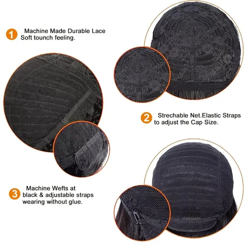 Vista 6 de VCK Pelucas cortas de cabello humano para mujeres negras, pelucas cortas de cabello humano en capas, pelucas de corte Pixie para mujeres, pelucas