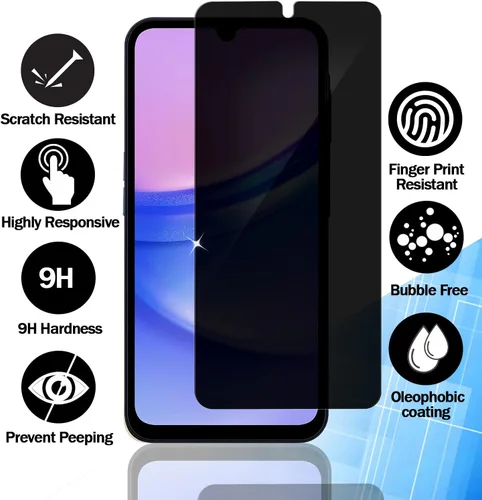 Vista 2 de RKINC Protector de pantalla [paquete de 3] para Samsung Galaxy A14, protector de pantalla de vidrio templado de privacidad, antiespías, arañazos