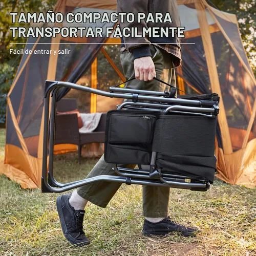 Vista 7 de EVER ADVANCED Silla alta de textileno para campamento, silla de directores de malla, taburete de bar plegable alto con mesa auxiliar