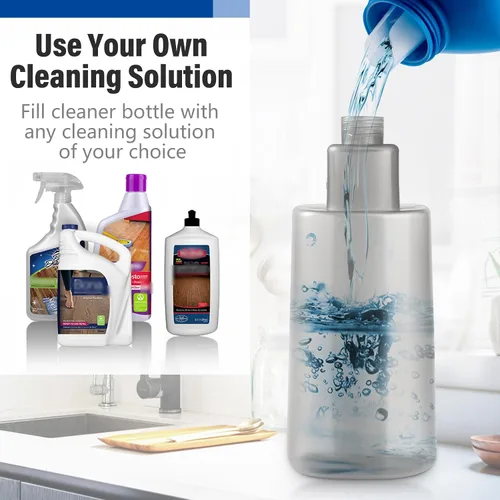 Vista 5 de PowerMop para limpieza de suelos con 3 almohadillas lavables, mopa de microfibra húmeda y seca con botella recargable de 24.3 fl oz para cocina