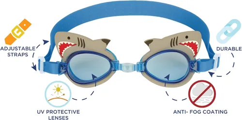 Vista 4 de Stephen Joseph Kids' Swim Goggles with Adjustable Strap Anti Fog Waterproof Swimming Pool Beach Goggles