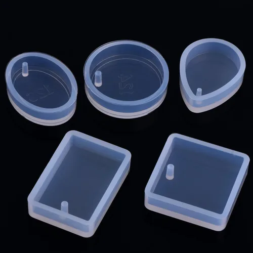 Vista 2 de TecUnite 15 moldes de resina de silicona para colgantes de joyería y 100 tornillos de ojo, Silicona