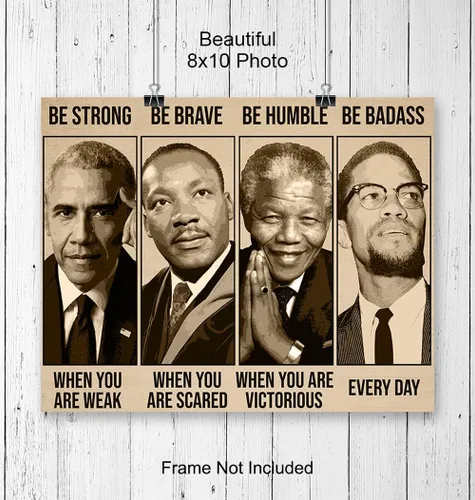 Vista 4 de Arte de pared y decoración afroamericana inspiradora - Sé fuerte, sé valiente, sé increíble - Decoración para el aula - Citas motivacionales
