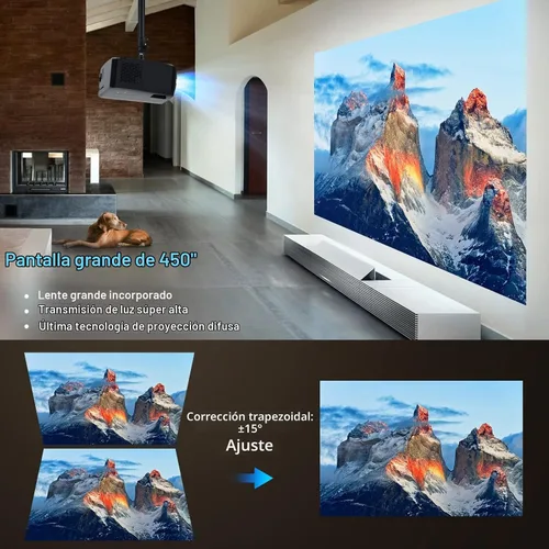 Vista 2 de Proyector Bluetooth WiFi Native 1080P 5G, AILESSOM 20000LM 450 pulgadas, compatible con proyector de película 4K, alto brillo para cine en casa
