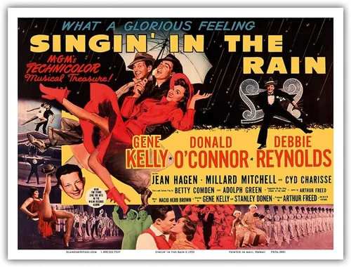 Vista 9 de Singin' in the Rain - Starring Gene Kelly Donald O’Connor and Debbie Reynolds - Vintage Film Movie Poster c.1952 - Master Art Print (Unframed) 6in x