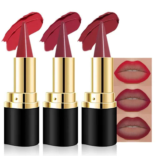 Vista 41 de evpct Combo de delineador de labios metálico rosa brillante y lápiz labial, lápiz labial con punta de cono para mujer, de larga duración