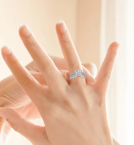 Vista 5 de Anillo de plata de diamante de lujo, anillo de compromiso, anillo de boda, anillo de circonita, joyería para tu princesa