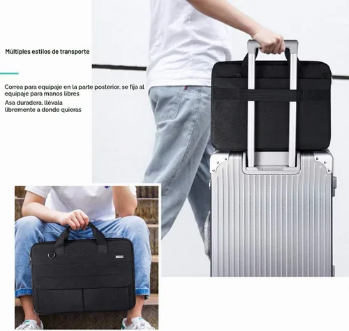 Vista 7 de LANDICI Bolsa para Laptop Funda de Transporte de 15.6 Pulgadas con Correa para el Hombro, Funda Delgada Impermeable para Computadora Compatible