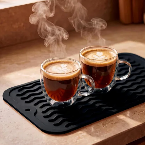 Vista 7 de MicoYang Alfombrilla de silicona para secado de platos para múltiples usos, fácil de limpiar, ecológica, resistente al calor, alfombrilla