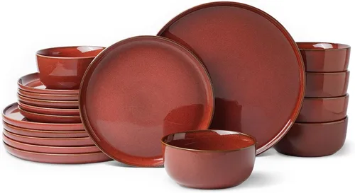 Vista 15 de Stoneware Dinnerware Sets for 8, Reactive Glaze, Beige