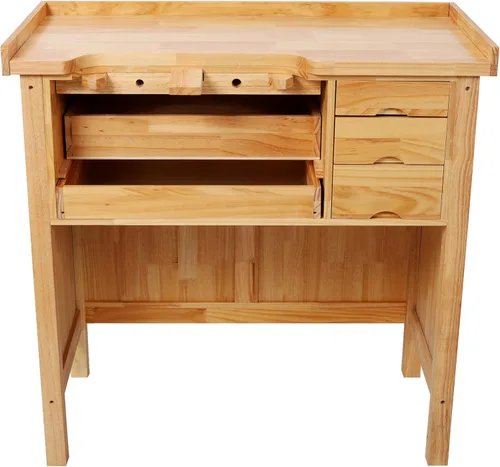 Vista 13 de Banco de trabajo de madera de 48 pulgadas, banco de carpintería resistente con mango ajustable, capacidad de carga de 330 libras, mesa de trabajo