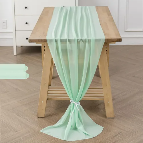 Vista 40 de Paquete de 2 caminos de mesa de gasa de 10 pies de 29 x 120 pulgadas, camino de mesa romántico transparente para boda, fiesta de cumpleaños
