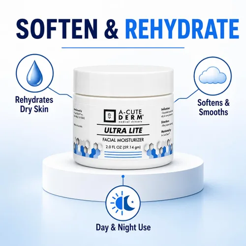 Vista 2 de A-Cute Derm Ultra Lite - Hidratante facial para piel seca Ayuda a suavizar y rehidratar la piel Crema de día y noche (2.0 oz)