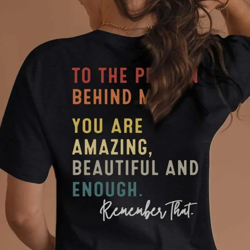 Vista 4 de Camiseta You Matter You Amazing Beautiful Enough Casual con cuello en V para mujer