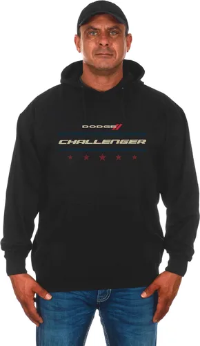Vista 2 de JH DESIGN GROUP Sudadera con capucha Dodge Challenger de 2 caras con la bandera estadounidense para hombre