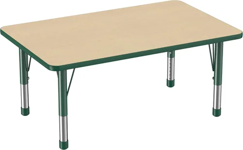 Vista 111 de FDP - Mesa rectangular para actividades escolares y aulas (24 x 36 pulgadas), patas gruesas para niños pequeños, altura ajustable de 15 a 24