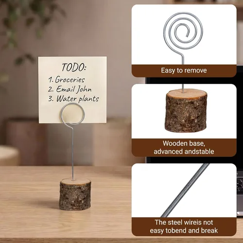 Vista 3 de 20 soportes de madera para tarjetas de lugar, soportes de madera rústica para números de mesa y 30 tarjetas de lugar de papel Kraft, tarjetas