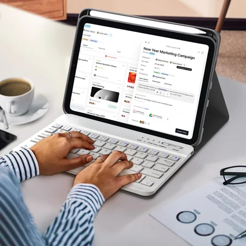 Vista 6 de Funda con teclado para iPad mini, teclado Bluetooth inalámbrico desmontable delgado con folio inteligente para Apple iPad mini 5 2019/iPad Mini 1 2