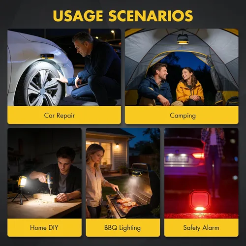 Vista 9 de Luz de trabajo recargable 6000mAh, luz de trabajo magnética Amarillo