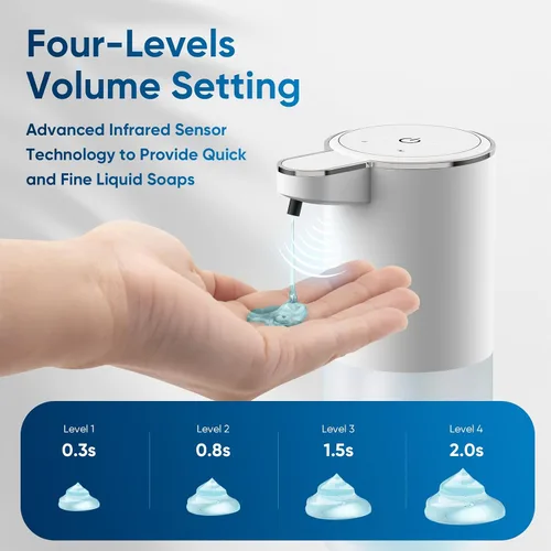Vista 6 de Dispensador Automático de Jabón Líquido Sin Contacto – 400ml Dispensador de Jabón Líquido para Manos para Baño y Cocina, Montaje en Pared