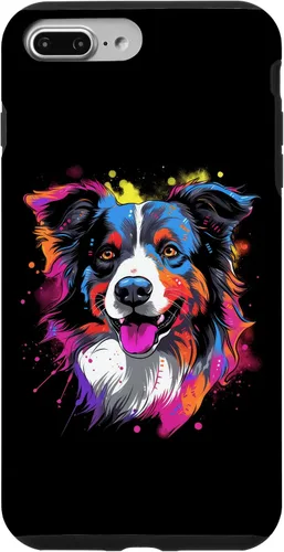 Vista 9 de Funda con diseño de salpicaduras de color arcoíris retro para iPhone 15 Border Collie
