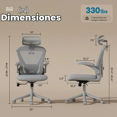 Vista 2 de Ollega Ergonomic Office Chair with Memory Foam Seat, Computer Desk Chair All Grey