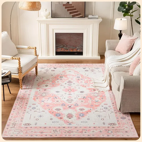 Vista 146 de Istana Alfombra larga antideslizante de 2.5 x 8 para el hogar, para pasillo y cocina, lavable, sedosa y suave al tacto, elegante, color azul y marfil