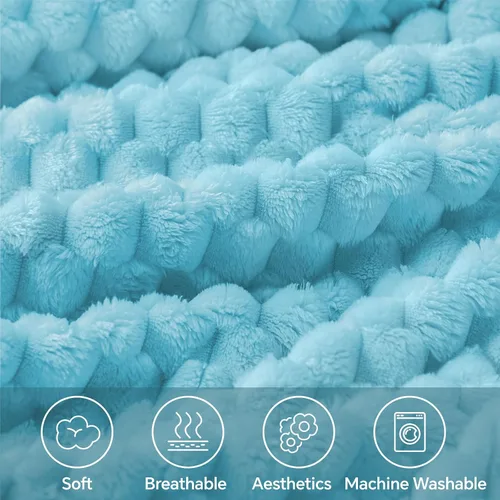 Vista 20 de BEDELITE Manta de forro polar para sofá y cama, manta decorativa de jacquard 3D de almendra, súper suave y acogedora, manta mullida cálida adecuada