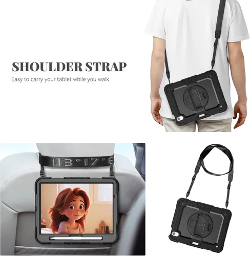 Vista 5 de BLOSOMEET Funda para iPad Air de 11 pulgadas M3 2025 y M2 2024 con protector de pantalla de vidrio templado y soporte para lápiz, funda para iPad