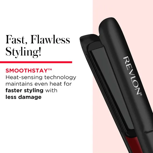 Vista 4 de REVLON Smoothstay Alisador de Cabello de 1 Pulgada - La plancha plana con infusión de aceite de coco ayuda a mejorar el brillo y la suavidad, reduce