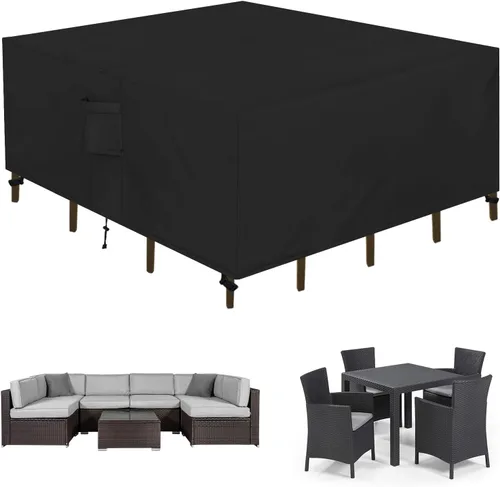 Vista 15 de Easy-Going Funda rectangular para muebles de patio, impermeable, para mesa de comedor y silla, anti-UV, juego de fundas de sofá seccional exterior