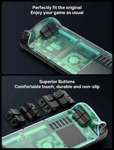 Vista 7 de JSAUX Transparent Back Plate Compatible for Steam Deck, DIY Clear Edition Replacement Shell Case Set Compatible with Steam Deck, Buttons with Three