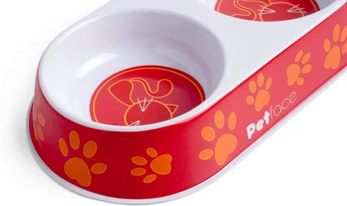 Vista 3 de Petface Cuenco doble de melamina para comida y agua, naranja, rojo