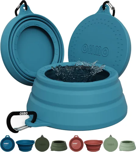 Vista 14 de OHMO Tazón de Agua para Perros Colapsable a Prueba de Derrames 24oz para Autos, Tazones Portátiles sin Salpicaduras para Viajes de Perros