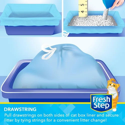 Vista 4 de Fresh Step Bolsas de arena para gatos con cordón, bolsas de arena perfumadas resistentes para sartenes ovaladas y rectangulares grandes, control