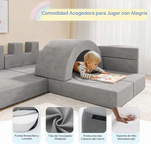 Vista 5 de Betterhood Sofá modular de 16 piezas para niños, sofá de espuma convertible