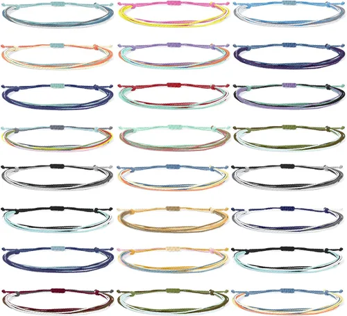 Vista 14 de Brazaletes impermeables de cuerda, para verano, con ola, brazalete para amistad, hecho a mano, para niña A-16 pulseras de cuerda