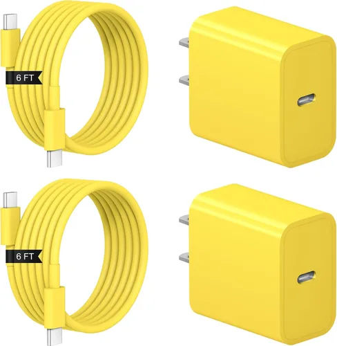 Vista 16 de Cargador de carga rápida para iPhone 17, 16, 15, paquete de 2+2 cargadores de pared USB C de 20 W con cable de carga rápida de 6 pies compatible