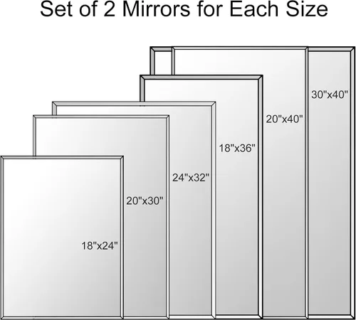Vista 6 de Juego de 2 espejos sin marco de 18 x 36 pulgadas, espejo de pared de baño con borde biselado, moderno espejo biselado para sala de estar, comedor
