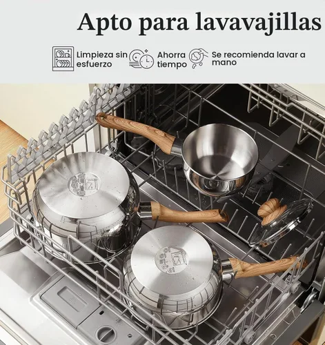 Vista 8 de KOCH SYSTEME CS Cacerola de Acero Inoxidable, Cacerola de 1 Cuarto de Galón con Tapa y Mango de Baquelita Resistente al Calor, Cacerola de Acero