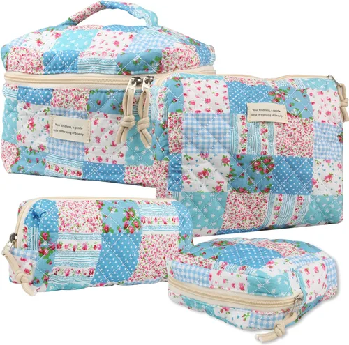 Vista 14 de NATINSA Bonita bolsa de maquillaje para mujer (2 unidades), bolsas de cosméticos de viaje, bolsa organizadora de artículos de tocador con diseño 21