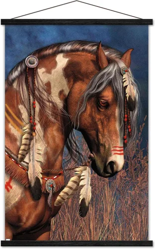 Vista 8 de Trends International Laurie Prindle - Póster de pared de poni de guerra, 22.37 x 34.00 pulgadas, paquete de impresión premium y colgador de madera