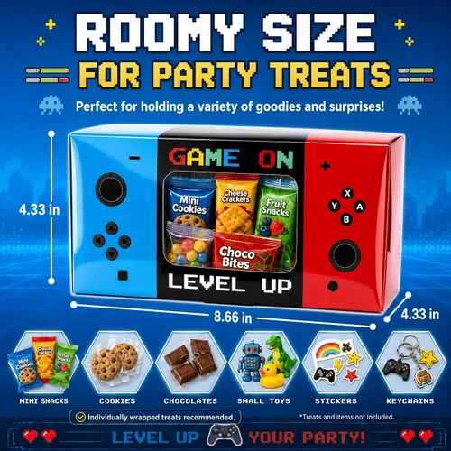 Vista 3 de Shescrzionu Cajas de Recuerdos de Fiesta de Videojuegos 12 PCS-Recuerdos Perfectos de Fiesta Gamer, Cajas de Recuerdos de Fiesta con Ventana