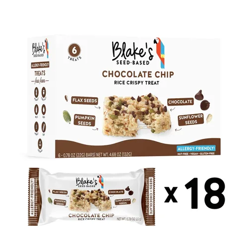 Vista 8 de Blake’s Seed Based, Chocolate Chip - Golosinas de arroz crujiente con chispas de chocolate, sin nueces, gluten, lácteos, ni soya; snack saludable