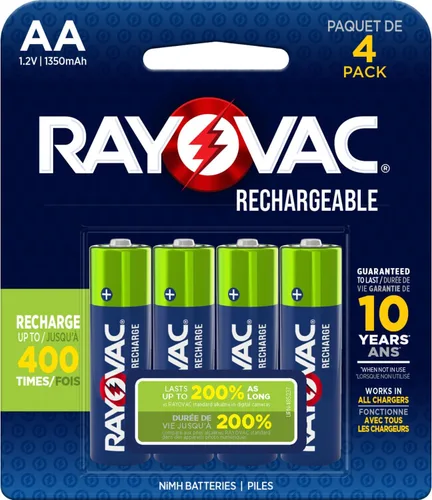 Vista 8 de RAYOVAC Baterías AA recargables (paquete de 4), baterías recargables NiMH Doble A