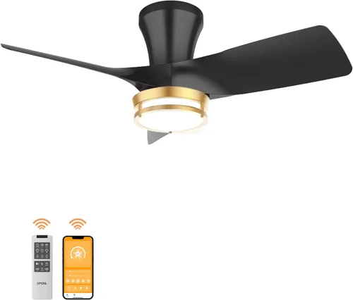 Vista 17 de OPONL 42 inch Low Profile Ceiling fan with Light and Remote Control Negro